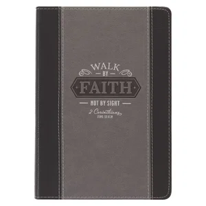 Walk by Faith Black and Gray Faux Leather Classic Journal - 2 Cor