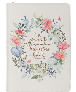 Image of Journal Classic Zip White Sweet Friendship Prov. 27:9