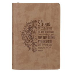 Image of Journal Classic Zip Brown Strong and Courageous Josh. 1:9