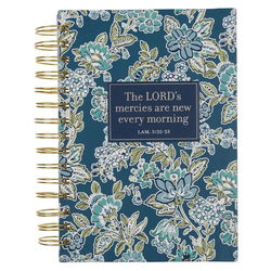 Image of Journal Spiral-bound Blue Floral New Mercies Lam. 3:22-23