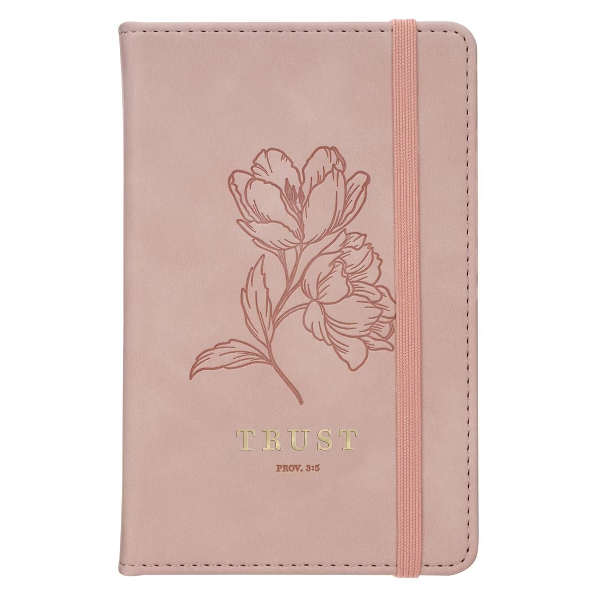 Image of Small Notebook with Elastic Closure Faux Hardcover Pink Trust Prov. 3:5