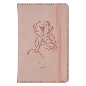 Small Notebook with Elastic Closure Faux Hardcover Pink Trust Prov. 3:5