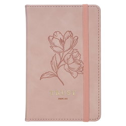 Image of Small Notebook with Elastic Closure Faux Hardcover Pink Trust Prov. 3:5