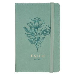 Image of Small Notebook with Elastic Closure Faux Green Faith 2 Cor. 5:7