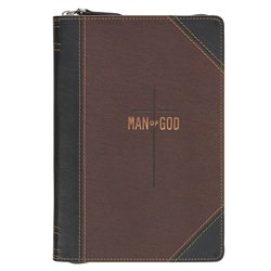 Image of Journal Classic Zip Two-tone Brown and Black Zippered Man of God 1 Tim 6:11
