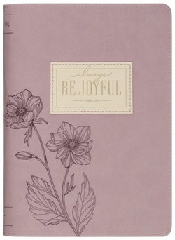 Image of Journal Classic Zip Dusty Mauve Be Joyful 1 Thess. 5:16