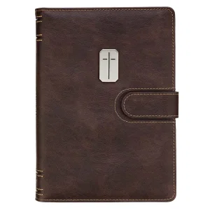 Journal Cover w/Lined Insert Brown Cross/Man of God 1 Tim. 6:11
