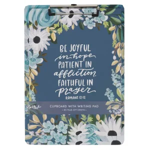 Clipboard w/ Pad Blue Be Joyful in Hope Rom. 12:12
