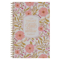 Image of Notebook Spiral Pink Floral Those Who Trust In The Lord Isa. 40:31