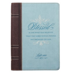 Image of Journal Classic Zip Teal/Brown Blessed Luke 1:45