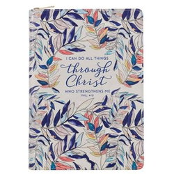 Image of Journal Classic Zip White Leaves Printed Through Christ Phil. 4:13 – Disco