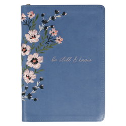 Image of Journal Classic Zip Embroidered Blue Be Still & Know Ps. 46:10