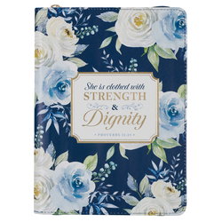 Image of Journal Classic Zip Blue Floral trength & Dignity Prov. 31:25