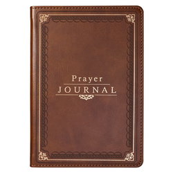 Image of Prompted Faux Leather Prayer Journal Brown Matt. 6:9-13