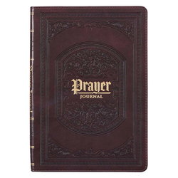 Image of Prompted Faux Leather Prayer Journal Dark Brown The Lord’s Prayer