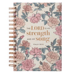 Image of Journal Wirebound Cream Floral My Strength & My Song Ps. 118:14