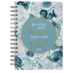 Image of Journal Wirebound White/Teal Floral Be Still  Ps. 46:10
