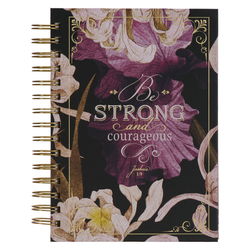 Image of Journal Wirebound Plum Floral Strong & Courageous Josh. 1:9