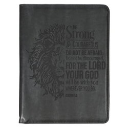 Image of Padfolio Black Be Strong and Courageous Josh. 1:9