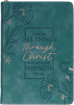 Image of Journal Classic Zip Teal All Things Through Christ Phil. 4:13
