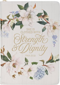 Image of Journal Classic Zip White Strength & Dignity Prov. 31:25