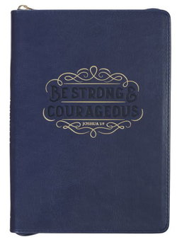 Image of Journal Classic Zip Navy Be Strong & Courageous Josh. 1:9