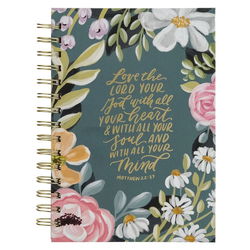 Image of Journal Wirebound Teal Floral Love the Lord Matt. 22:37