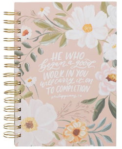 Image of Journal Wirebound Beige Floral Good Work in You Phil. 1:6