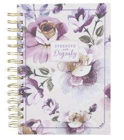 Image of Journal Wirebound Purple Floral Strength & Dignity Prov. 31:25