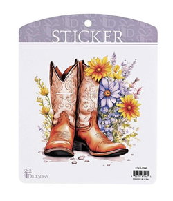 Image of Sticker Boots With Cross and Flowers