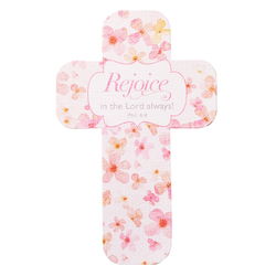 Image of Cross Bookmark Pink Floral Rejoice in the Lord Always Phil. 4:4