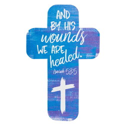 Image of Cross Bookmark Blue Cross We Are Healed Isa. 53:5