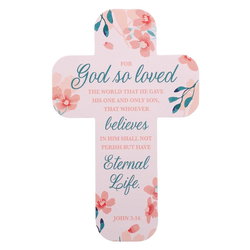 Image of Cross Bookmark Pink Floral For God So Loved the World John 3:16