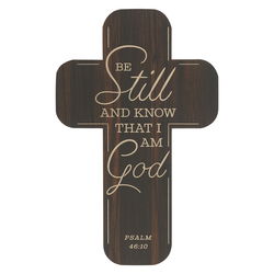 Image of Cross Bookmark Woodgrain Be Still Ps. 46:10