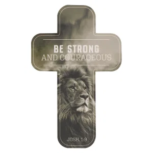 Cross Bookmark Lion Strong & Courageous Josh. 1:9