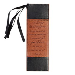 Image of Bookmark Faux Leather Black/Brown Be Strong Josh. 1:9