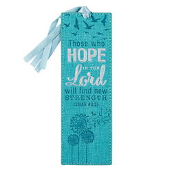 Image of Bookmark Faux Leather Teal Hope in the Lord Isa. 40:31
