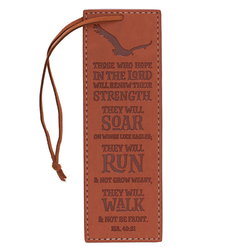 Image of Bookmark Faux Leather Brow Soar, Run, Walk Isa. 40:31