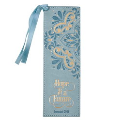 Image of Bookmark Faux Leather Blue Hope & a Future Jer. 29:11