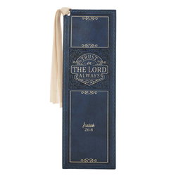 Image of Bookmark Faux Leather Navy Trust in the Lord Isa. 26:4