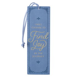 Image of Bookmark Faux Leather Blue Find Joy in the Journey