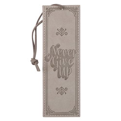 Image of Bookmark Faux Leather Gray Never Give Up