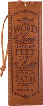 Image of Bookmark Faux Leather Brown Thy Word is a Lamp Ps. 119:105