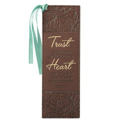 Image of Bookmark Faux Leather Brown Trust in the Lord Prov. 3:5