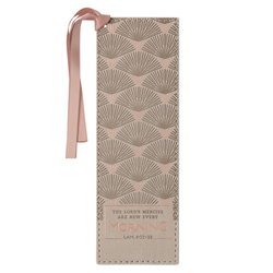 Image of Bookmark Faux Leather Gray Mercies are New Lam. 3:22-23