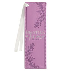 Image of Bookmark Faux Leather Purple Be Still Ps. 46:10