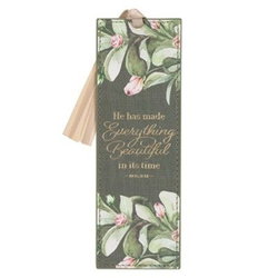 Image of Everything Beautiful Green Leather Bookmark – Ecclesiastes 3:11