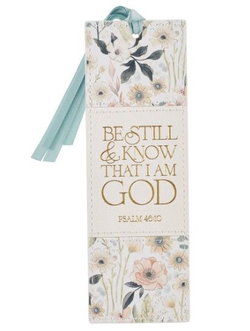 Image of Bookmark Faux Leather White Be Still Ps. 46:10