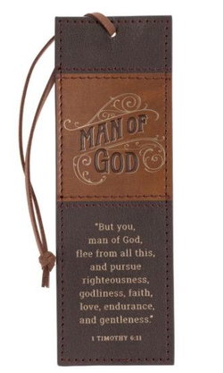 Image of Bookmark Faux Leather Brown Man of God 1 Tim. 6:11