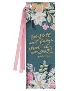 Image of Bookmark Faux Leather Teal Be Still. Ps. 46:10